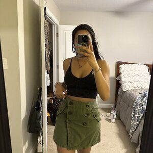 Women's Size 4 Olive Green button front pocket skirt